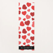 ハート、赤いハート、名前のパターン ヨガマット (正面)