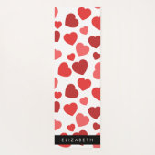 ハート、赤いハート、名前のパターン ヨガマット (裏面)