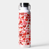 ハート、赤いハート、愛のパターン ウォーターボトル (正面)