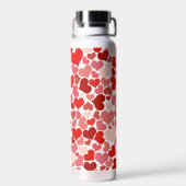 ハート、赤いハート、愛のパターン ウォーターボトル (背面)