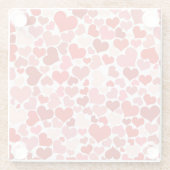 ハート、赤いハート、愛のパターン ガラスコースター (裏面)