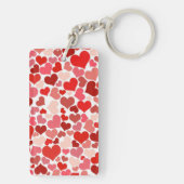 ハート、赤いハート、愛のパターン キーホルダー (裏面)
