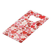 ハート、赤いハート、愛のパターン クレジットカード栓抜き (正面アングル)