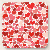 ハート、赤いハート、愛のパターン コースター (正面)