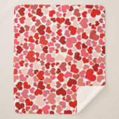 ハート、赤いハート、愛のパターン シェルパブランケット (正面)