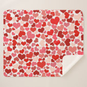 ハート、赤いハート、愛のパターン シェルパブランケット (正面(横))