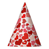 ハート、赤いハート、愛のパターン パーティーハット (左)