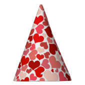 ハート、赤いハート、愛のパターン パーティーハット (右)