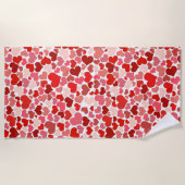 ハート、赤いハート、愛のパターン ビーチタオル (正面)