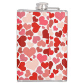 ハート、赤いハート、愛のパターン フラスク (裏面)