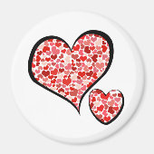 ハート、赤いハート、愛のパターン マグネット (正面)
