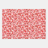 ハート、赤いハート、愛のパターン ラッピングペーパーシート (正面3)
