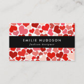 ハート、赤いハート、愛のパターン 名刺 (正面)