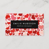 ハート、赤いハート、愛のパターン 名刺 (正面)
