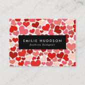 ハート、赤いハート、愛のパターン 名刺 (正面)