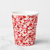 ハート、赤いハート、愛のパターン 紙コップ (正面)