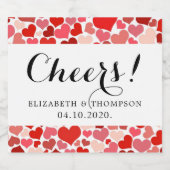 ハート、赤いハート、愛のパタ結婚ーン スパークリングワインラベル (シングルラベル)