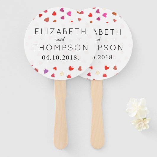 ハート、赤いハート、愛のパタ結婚ーン ハンドファン (正面&裏面)