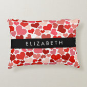 ハート、赤いハート、愛、あなたの名前のパターン アクセントクッション (正面)