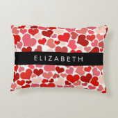 ハート、赤いハート、愛、あなたの名前のパターン アクセントクッション (裏面)