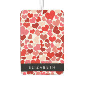 ハート、赤いハート、愛、あなたの名前のパターン カーエアーフレッシュナー (裏面)