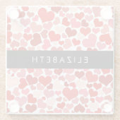 ハート、赤いハート、愛、あなたの名前のパターン ガラスコースター (裏面)