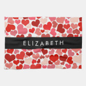 ハート、赤いハート、愛、あなたの名前のパターン キッチンタオル (横)