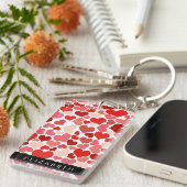 ハート、赤いハート、愛、あなたの名前のパターン キーホルダー (正面右)