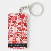 ハート、赤いハート、愛、あなたの名前のパターン キーホルダー (裏面)