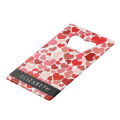 ハート、赤いハート、愛、あなたの名前のパターン クレジットカード栓抜き (裏面アングル)