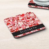 ハート、赤いハート、愛、あなたの名前のパターン コースター (左側)