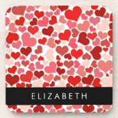 ハート、赤いハート、愛、あなたの名前のパターン コースター (正面)