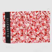 ハート、赤いハート、愛、あなたの名前のパターン ゴルフタオル (横)