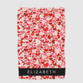 ハート、赤いハート、愛、あなたの名前のパターン ゴルフタオル (正面)