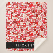 ハート、赤いハート、愛、あなたの名前のパターン シェルパブランケット (正面)