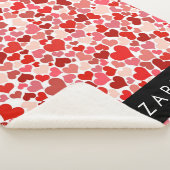 ハート、赤いハート、愛、あなたの名前のパターン シェルパブランケット (3/4)