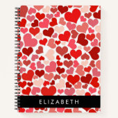 ハート、赤いハート、愛、あなたの名前のパターン ノートブック (正面)