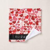 ハート、赤いハート、愛、あなたの名前のパターン バスタオルセット (ウォッシュタオル)