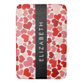 ハート、赤いハート、愛、あなたの名前のパターン バスマット (正面縦)