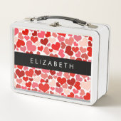 ハート、赤いハート、愛、あなたの名前のパターン メタルランチボックス (正面)