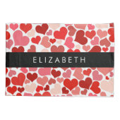 ハート、赤いハート、愛、あなたの名前のパターン 枕カバー (裏面)