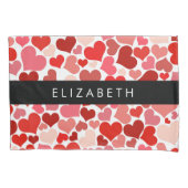 ハート、赤いハート、愛、あなたの名前のパターン 枕カバー (正面)