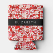 ハート、赤いハート、愛、あなたの名前のパターン 缶クーラー (裏面)
