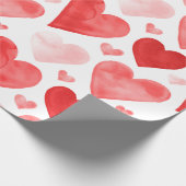 ハート-赤い水彩画のハート ラッピングペーパー (角)