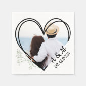 ハート&赤ちゃんの息の白い花のパーソナライズ スタンダードカクテルナプキン (正面)