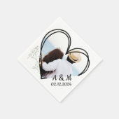 ハート&赤ちゃんの息の白い花のパーソナライズ スタンダードカクテルナプキン (角)