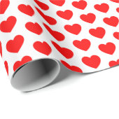 ハート、赤の白のラッピング紙 ラッピングペーパー (ロールコーナー)