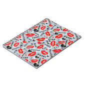 ハート，赤，黒，唇プリント,キス ノートブック (左側)