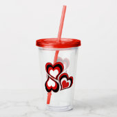 ハート、赤、黒、白、バレンタインデー。 アクリルタンブラー (裏面)