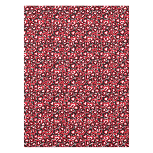 ハート、赤、黒、白、バレンタインデー。 テーブルクロス (正面)